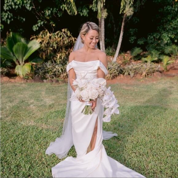 HOUSE OF CB 'Delphine' Ivory Draped Corset Bridal Gown Size S Small NWOT - Picture 11 of 16